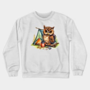 Watercolor Camping Owl #1 Crewneck Sweatshirt